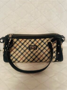 Black and Tan Checkered Shoulder Bag by DAKS